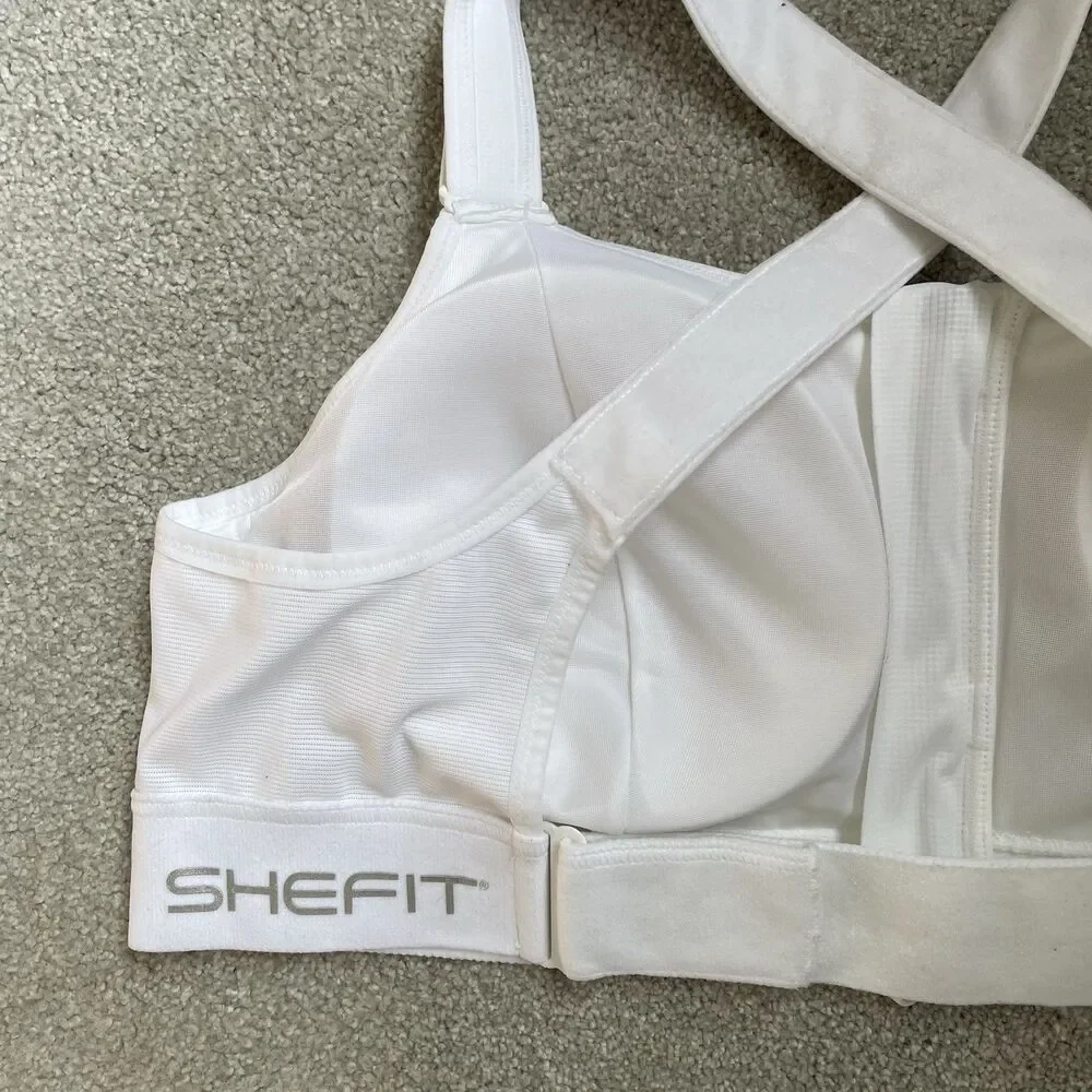 SHEFIT Sports Bra High Support Comfort Adjustable Atheltic White Size 3Luxe